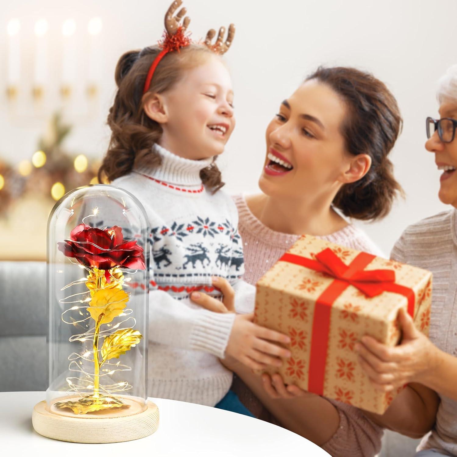Ewige Rose im Glas mit LED-Licht - Romantisches Geschenk für Frauen