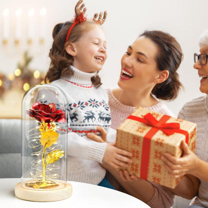 Ewige Rose im Glas mit LED-Licht - Romantisches Geschenk für Frauen