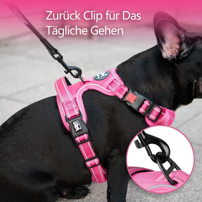 PoyPet Hundegeschirr ohne Zug, Rosa, Größe XL