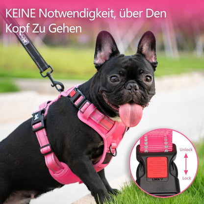 PoyPet Hundegeschirr ohne Zug, Rosa, Größe XL
