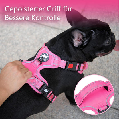 PoyPet Hundegeschirr ohne Zug, Rosa, Größe XL