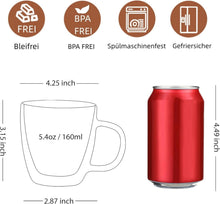 Doppelwandige Espressotassen 160ml 2er Set, Kaffeegläser mit