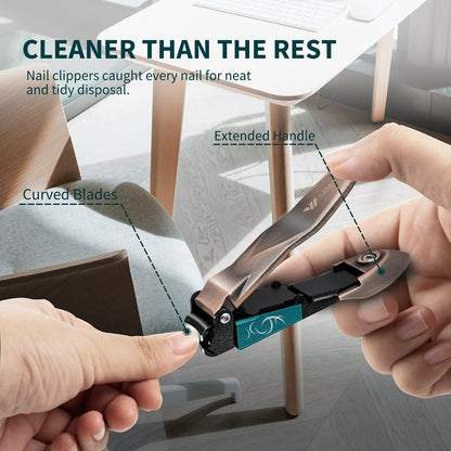 Nagelknipser mit Auffangbehälter Edelstahl Ergonomisch Glass Feile