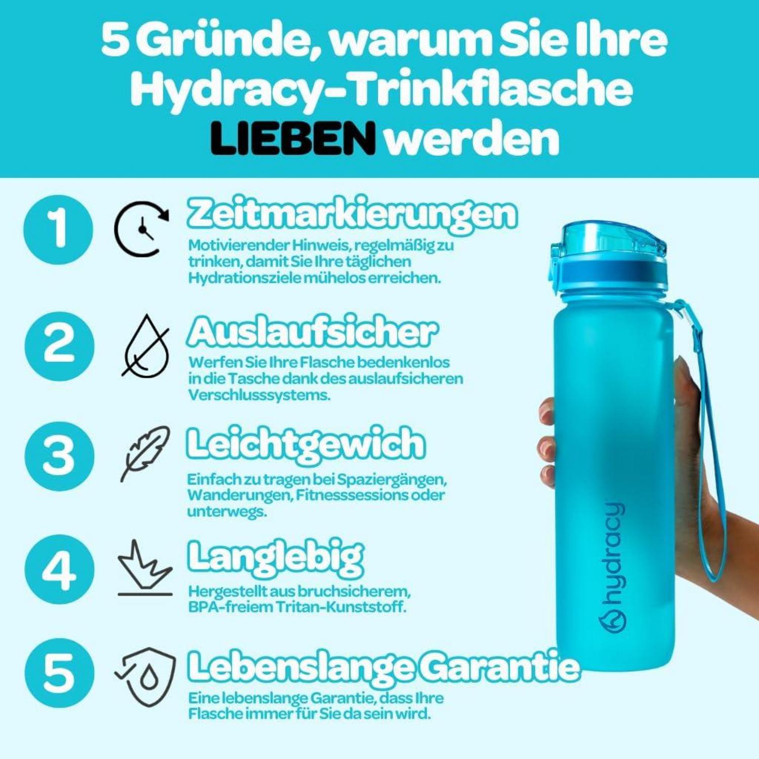 Hydracy Trinkflasche mit Fruchteinsatz 1L BPA-frei Outdoor