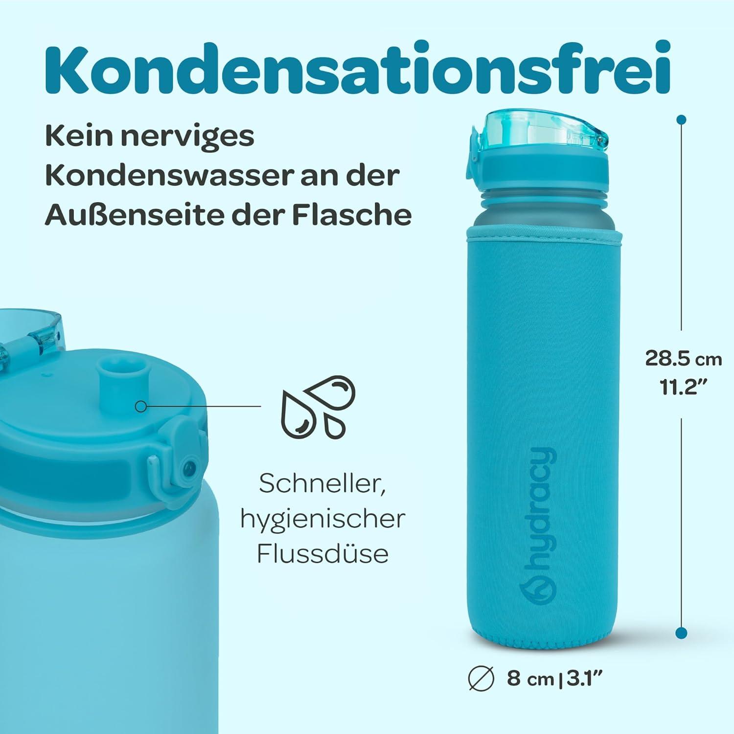 Hydracy Trinkflasche 1L mit Fruchteinsatz Zeitmarkierung Auslaufsicher