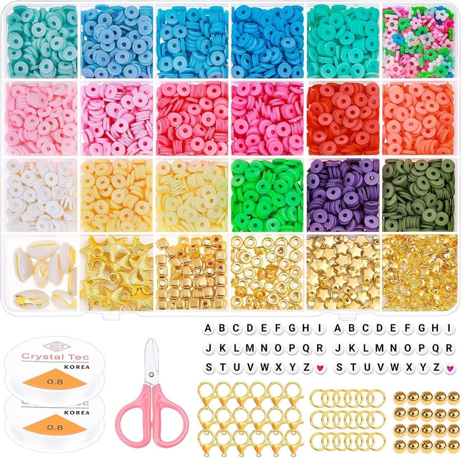 DIY Perlen Set Tonperlen Buchstabenperlen Heishi Clay Perlen- Basteln
