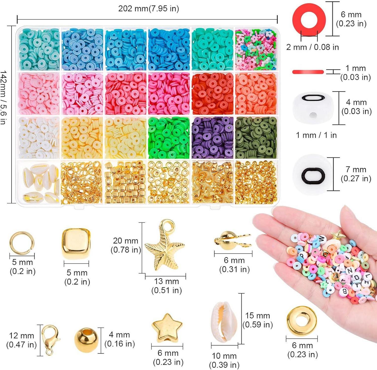 DIY Perlen Set Tonperlen Buchstabenperlen Heishi Clay Perlen- Basteln