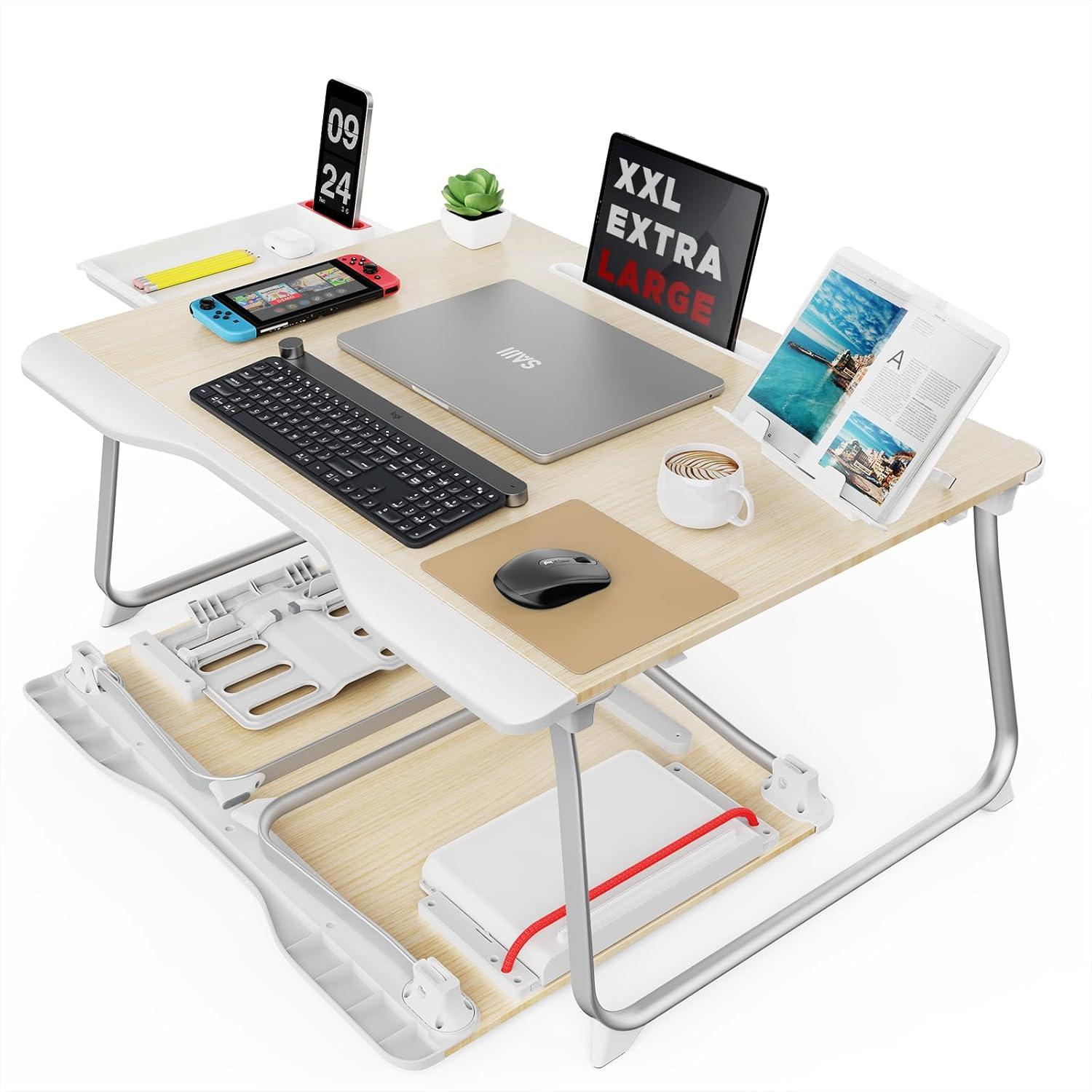 Laptop Tablett XXL klappbar Tisch für Bett Sofa Boden - Teak