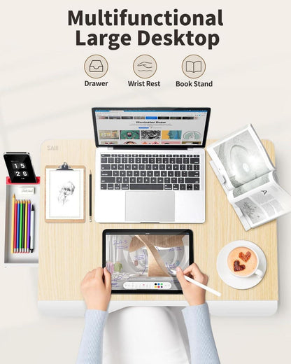 Laptop Tablett XXL klappbar Tisch für Bett Sofa Boden - Teak
