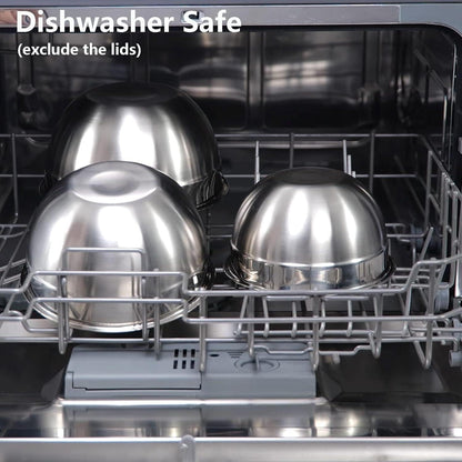 Edelstahl Schüssel Set 6-tlg. Salatschüssel mit Deckel