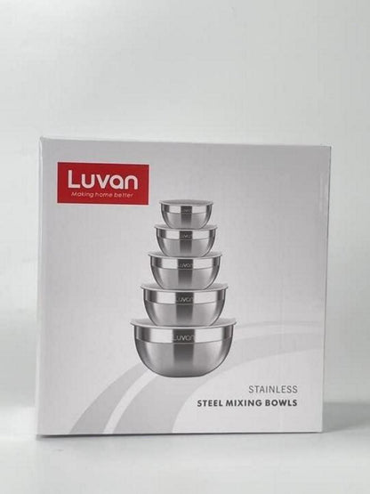 Edelstahl Salatschüssel 6er-Set mit Deckel, Rührschüsseln Küche, faltbar, spülmaschinenfest