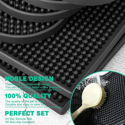 2x Barmatte Silikon 30x15cm Schwarz Anti Rutsch