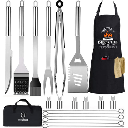 Grillbesteck Set mit Koffer 20 tlg Edelstahl Grill Geschenke