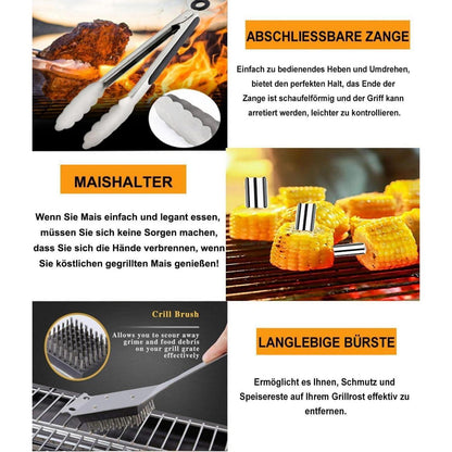 Grillbesteck Set mit Koffer 20 tlg Edelstahl Grill Geschenke