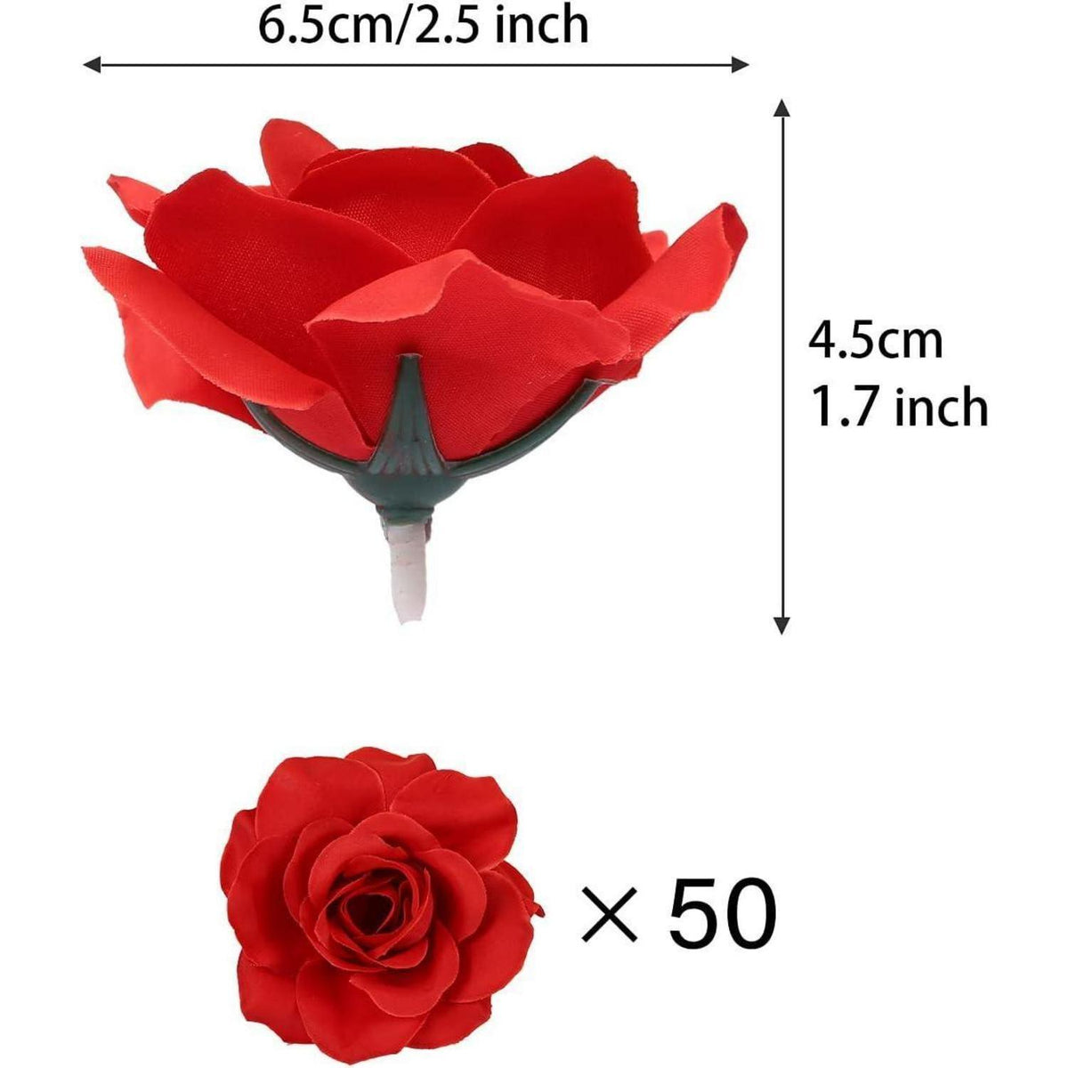Künstliche Rosenköpfe Rot 50 Stück 6cm für Deko & Basteln