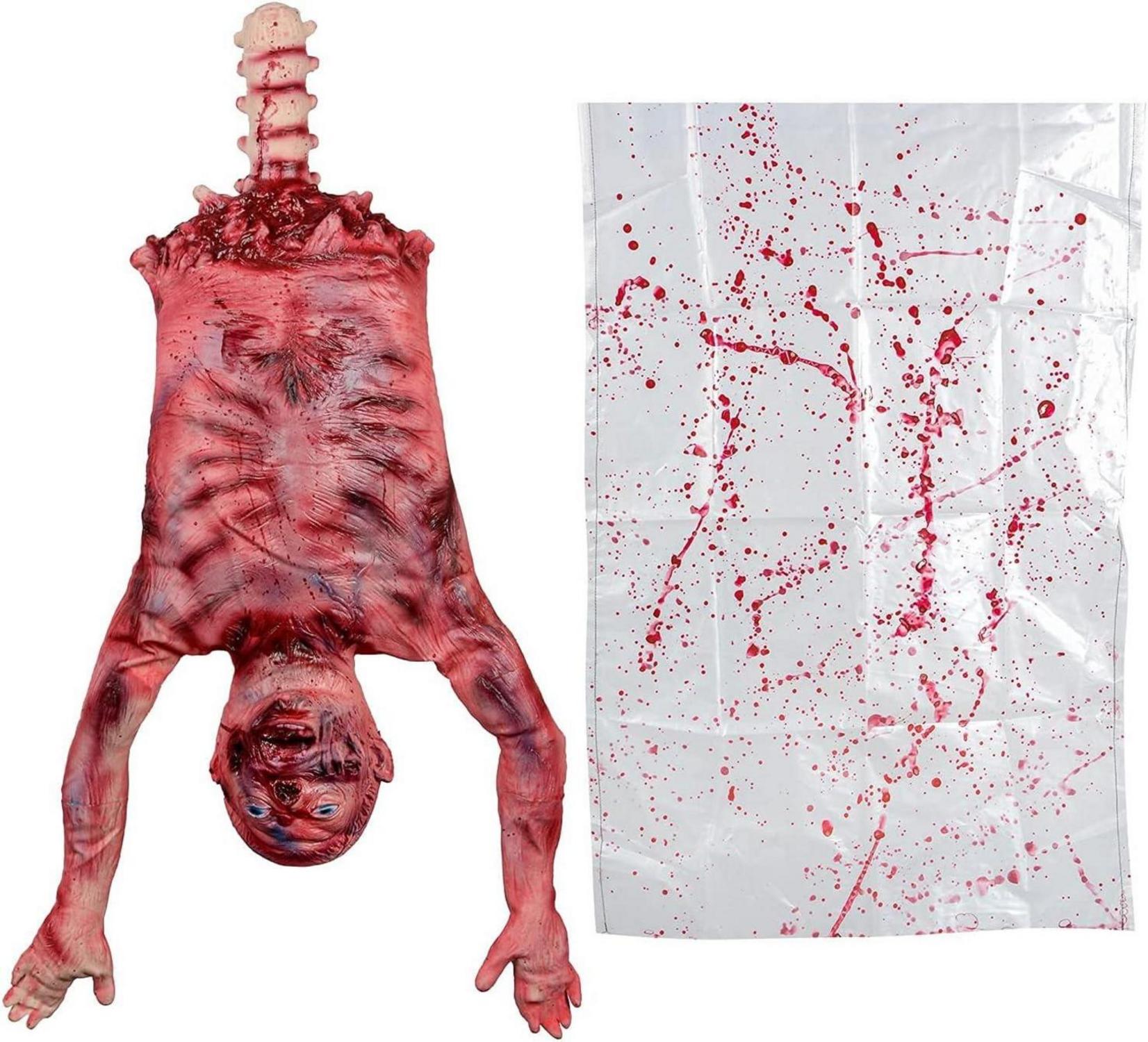 Halloween Blutiger Halbkörper Latex Leichentorso 94cm für Spukhaus