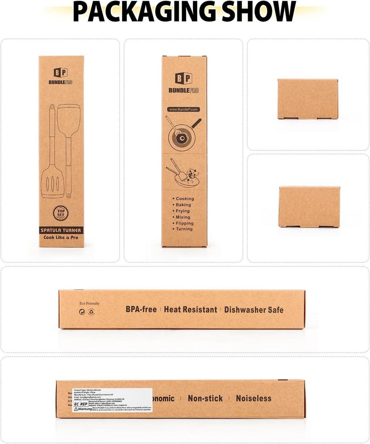 Silikon Pfannenwender Set hitzebeständig BPA-frei Roségold-Khaki