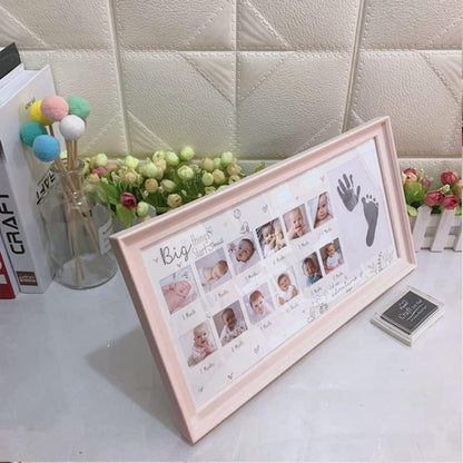 Baby Hand Fußabdruck Fotorahmen Stempelkissen Jubiläum Rosa
