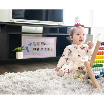 Baby Hand Fußabdruck Fotorahmen Stempelkissen Jubiläum Rosa