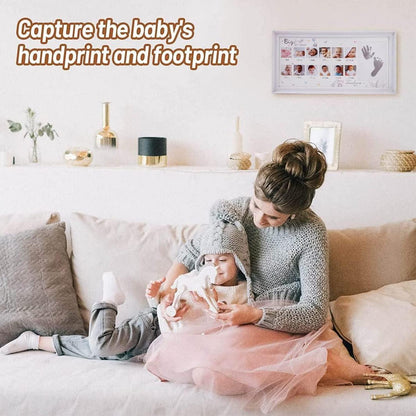 Baby Hand Fußabdruck Fotorahmen Stempelkissen Jubiläum Weiß
