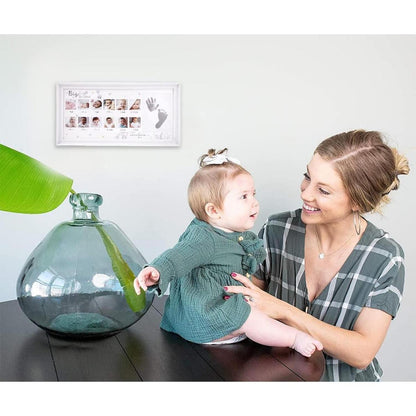 Baby Hand Fußabdruck Fotorahmen Stempelkissen Jubiläum Weiß