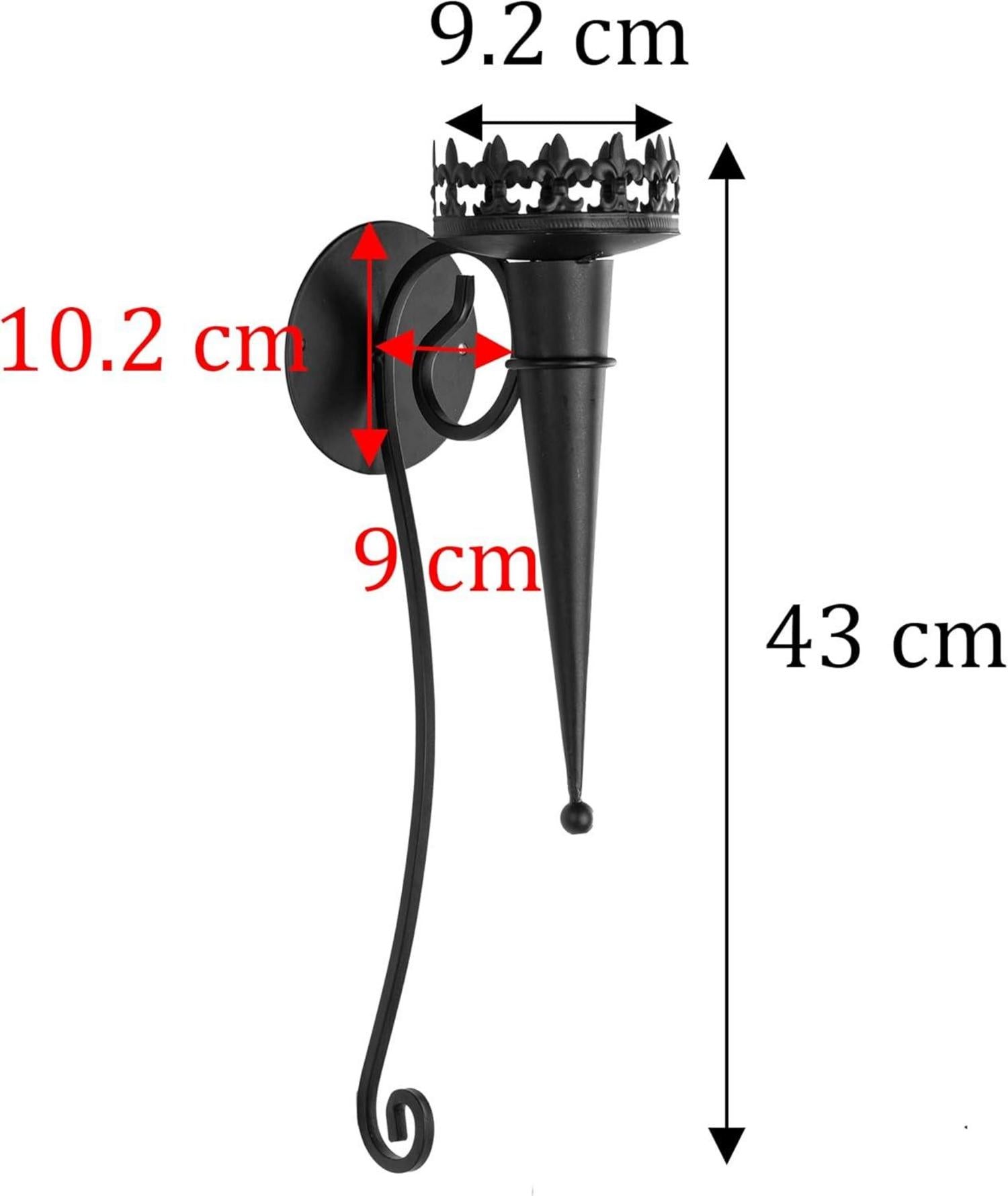 2er Set Schwarz Metall Kerzenhalter für Stumpenkerzen 43 cm - Wandkerzenhalter für Zuhause, Hochzeit, Wohnzimmer - Dekoration für Kaminsims
