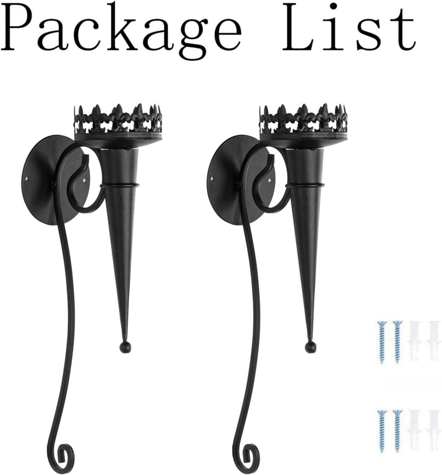 2er Set Schwarz Metall Kerzenhalter Wand für Stumpenkerzen