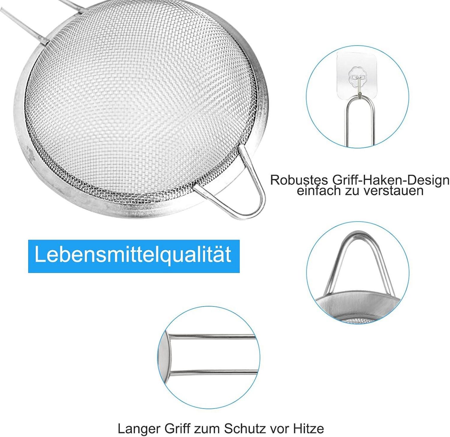 Edelstahl Küchensieb 7cm feinmaschig Tee Saft Reis Obst Waschen