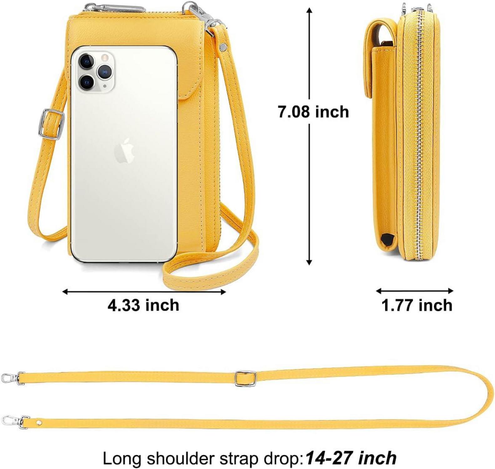Handytasche Damen PU Leder Umhängetasche Geldbörse Crossbody gelb