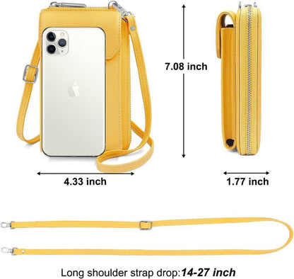 Handytasche Damen PU Leder Umhängetasche Geldbörse Crossbody gelb