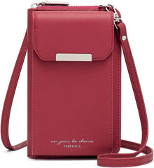 Handytasche Damen Umhängetasche PU Leder Geldbörse Crossbody Rot