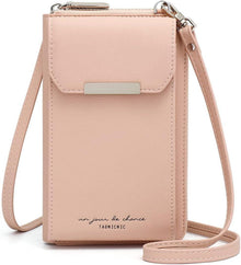 Handytasche Damen Umhängetasche Geldbörse Crossbody PU Leder Rosa