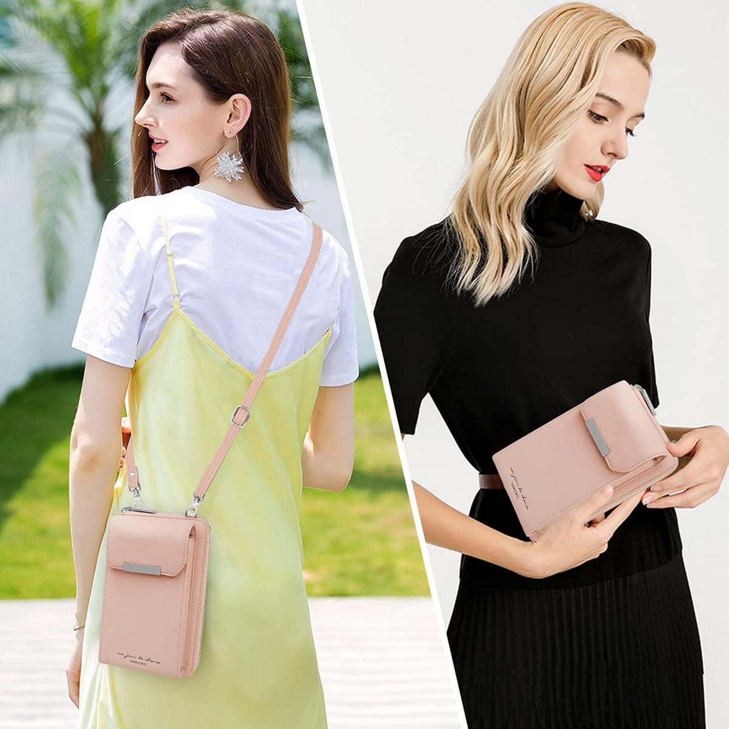 Rosa Handytasche Umhängetasche Damen Geldbörse PU Leder