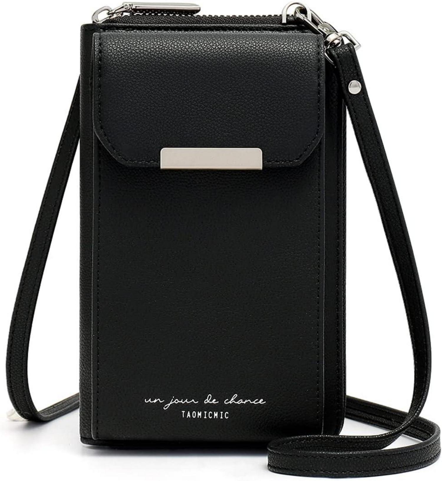 Handytasche Damen Umhängetasche Geldbörse PU Leder Crossbody Schwarz