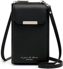 Handytasche Damen Umhängetasche Geldbörse PU Leder Crossbody Schwarz