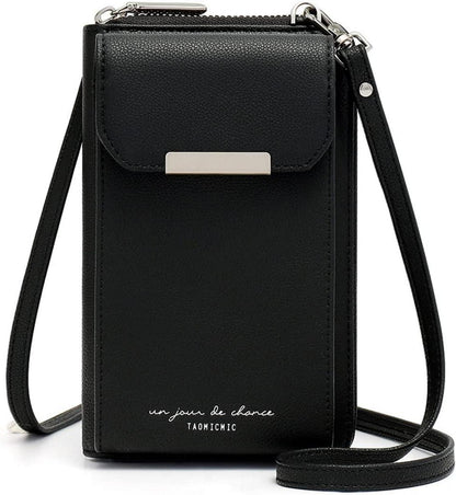 Handytasche Damen Umhängetasche Geldbörse PU Leder Crossbody Schwarz