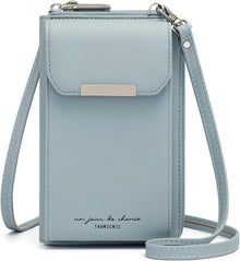 Handytasche Umhängetasche Damen PU Leder Blau Crossbody