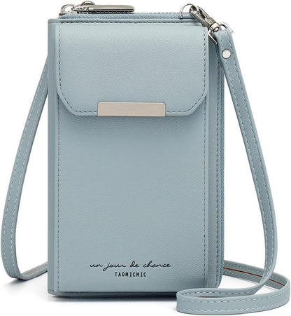 Handytasche Umhängetasche Damen PU Leder Blau Crossbody
