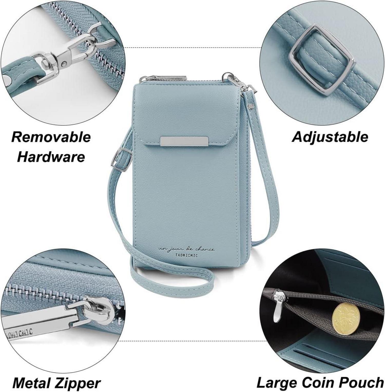 Handytasche Damen Umhängetasche mit Geldbörse PU Leder Crossbody Tasche Blau