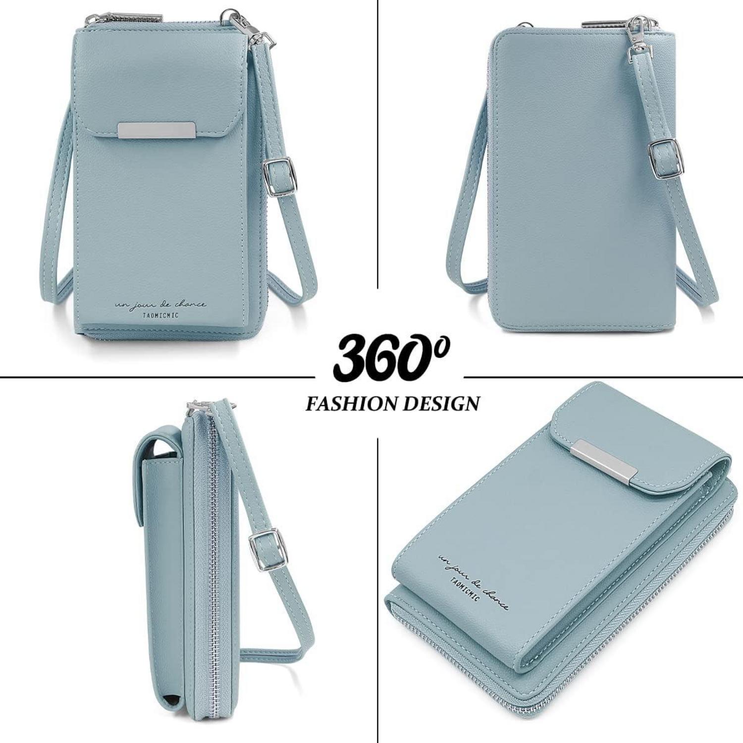 Handytasche Damen Umhängetasche Geldbörse PU Leder Crossbody Blau
