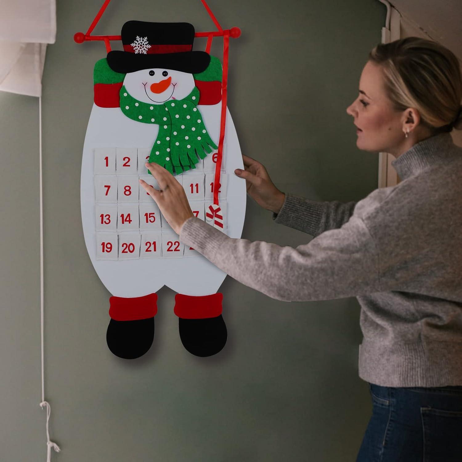 Adventskalender Stoff Weihnachtsdeko Schneemann Kinder Geschenk