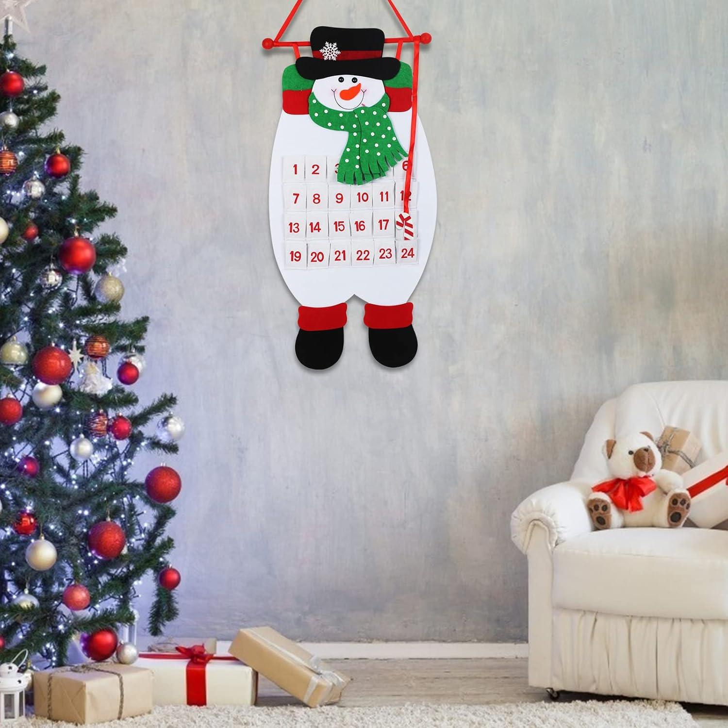 Adventskalender Filz Schneemann Weihnachtsdeko für Kinder 2024