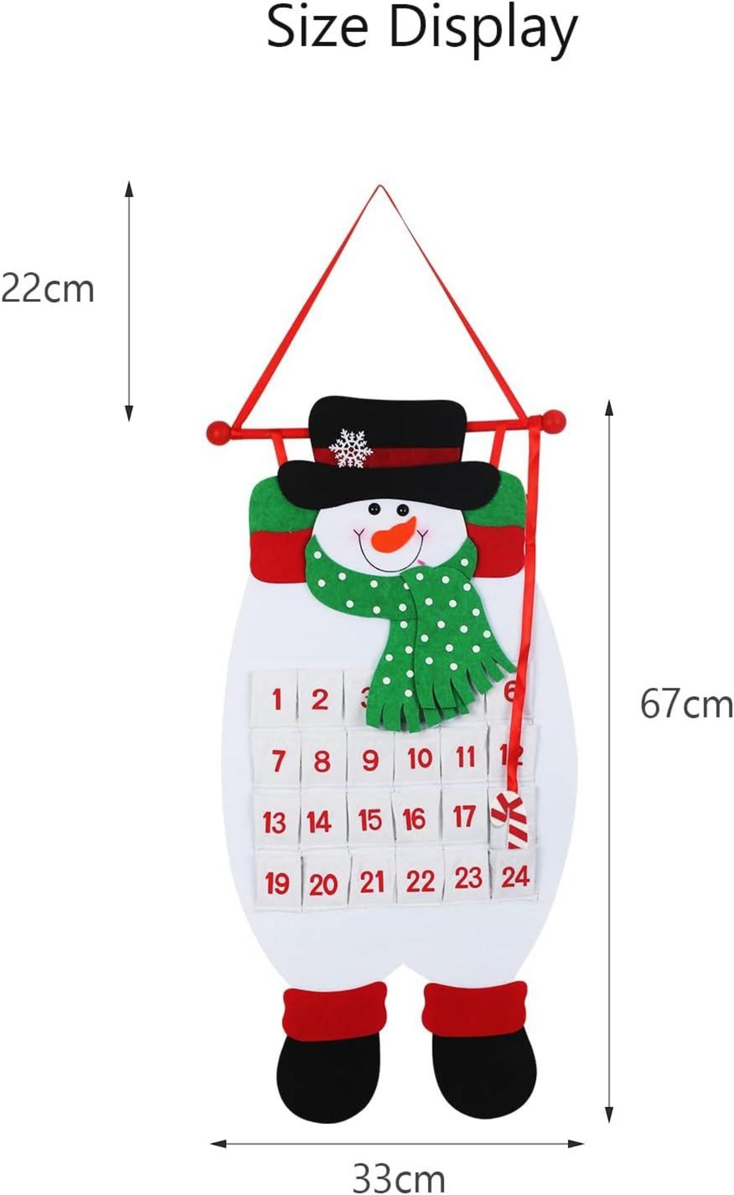 Weihnachtskalender 2024 mit 24 Stofftüten Schneemann Design