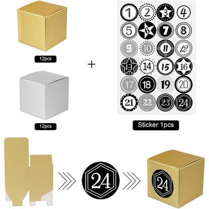 Adventskalender zum Befüllen 24 Schachteln Gold Silber mit