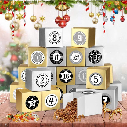 Adventskalender zum Befüllen 24 Schachteln Gold Silber mit