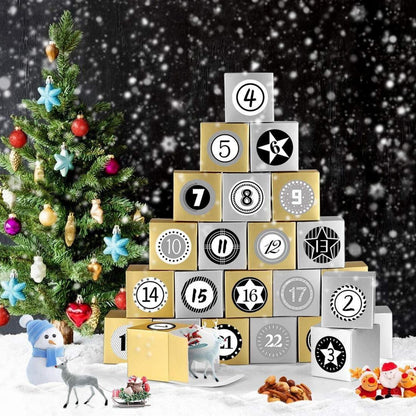 Adventskalender zum Befüllen 24 Schachteln Gold Silber mit