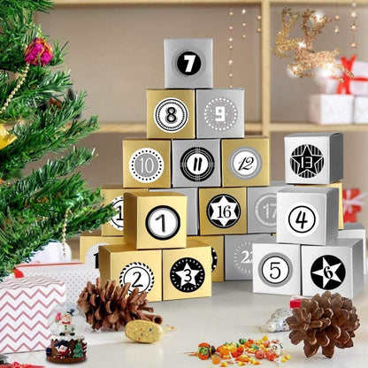 Adventskalender zum Befüllen 24 Schachteln Gold Silber mit