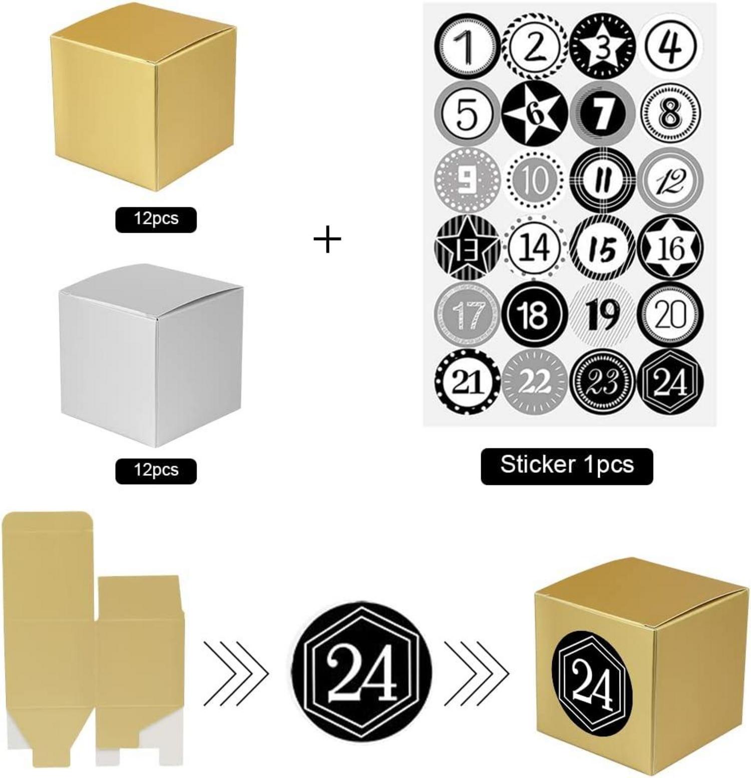 Adventskalender Boxen zum Befüllen Schachteln Zahlenaufklebern