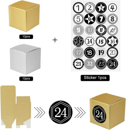 Adventskalender Boxen zum Befüllen Schachteln Zahlenaufklebern