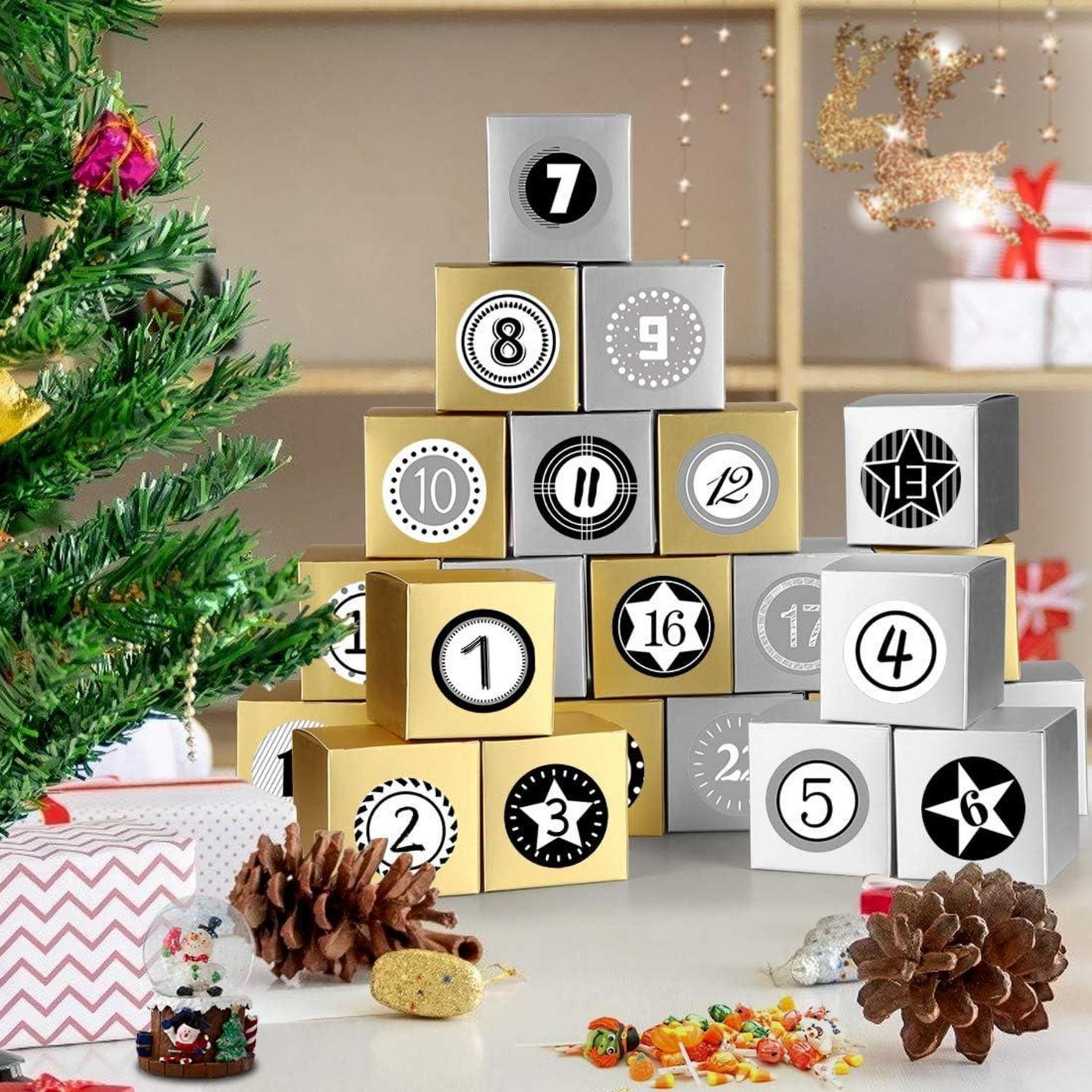 Adventskalender Schachteln zum Befüllen Weihnachtskalender Geschenkboxen 24